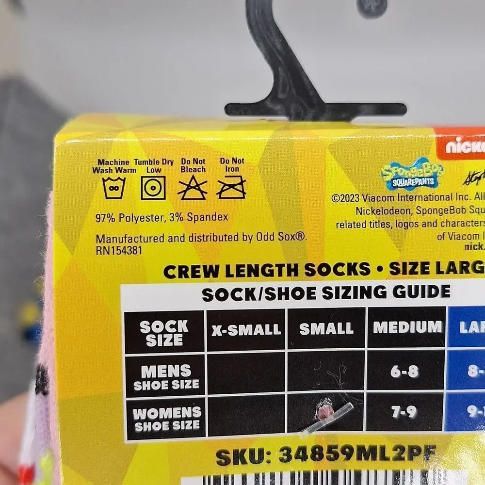 SpongeBob's squarepants and Patrick crew socks